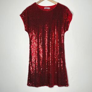Femi Semi Womens Mini Sequin Dress Small Red Event Holiday Prom Homecoming